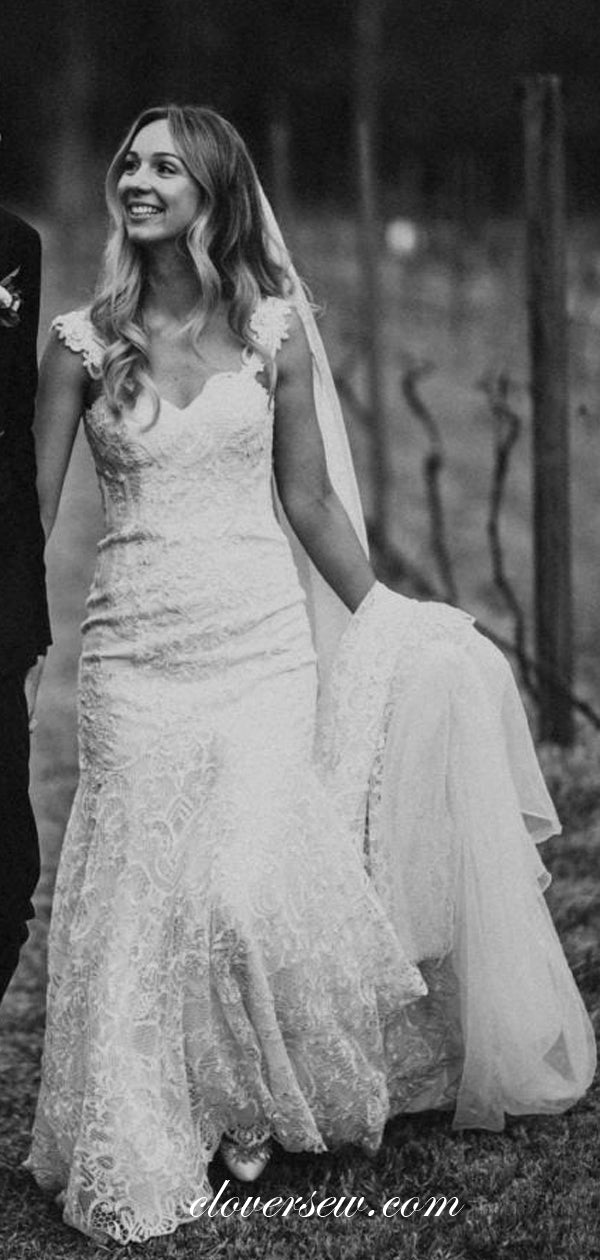Charming Fully Lace Sweetheart U-back Column Wedding Dresses, CW0011