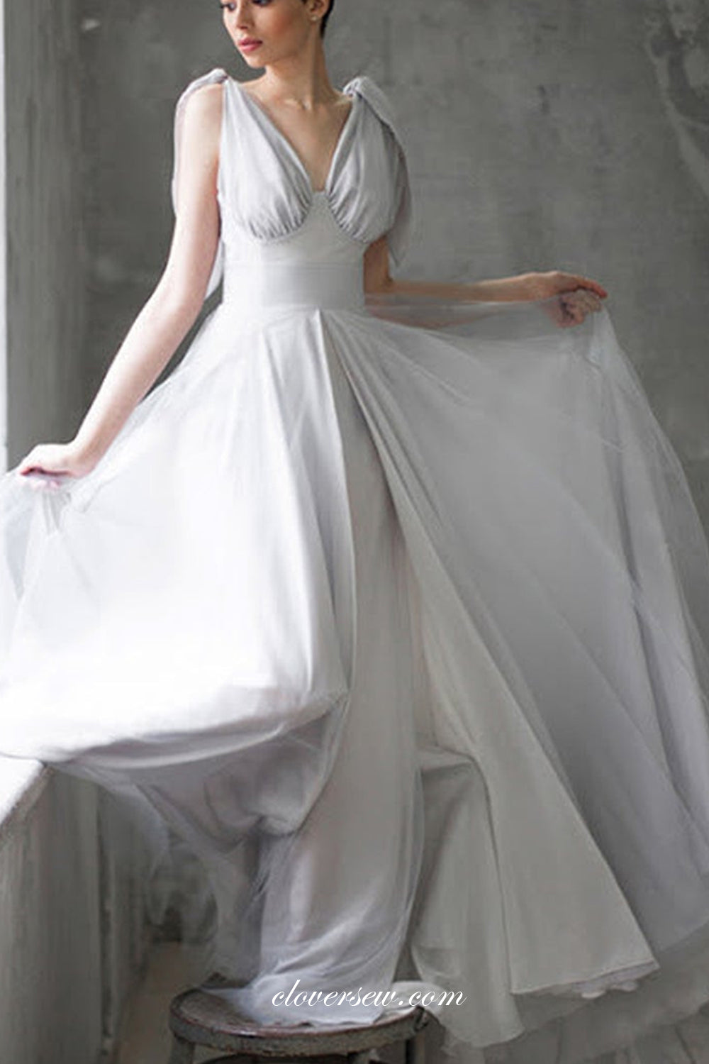 Chiffon Sweet Convertible Strap A-line Charming Wedding Dresses, CW0251