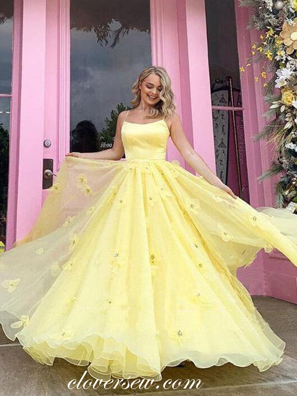Fashion Handmade Flowers Lace Up Back A-line Prom Dresses For Teens, CP0840
