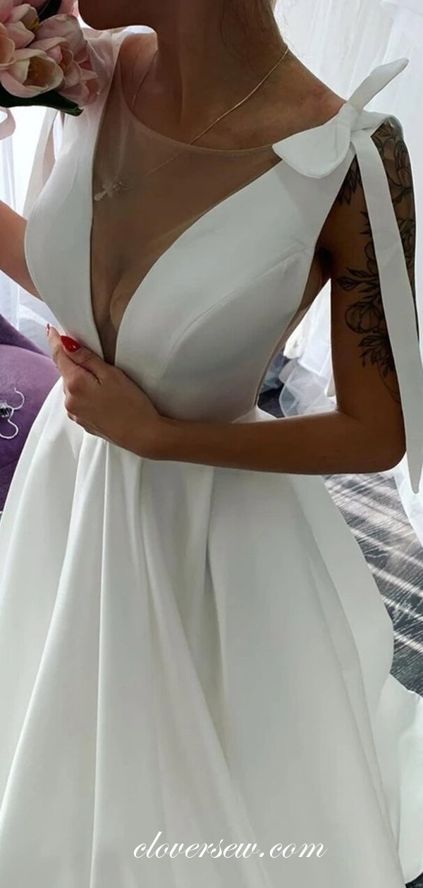 Fashion Satin Sweet A-line Simple Wedding Dresses, CW0196
