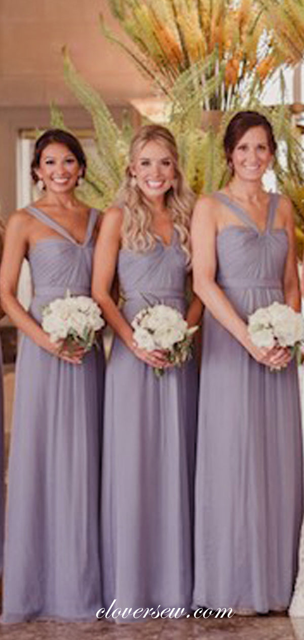 Lavender Chiffon Pleat Sweetheart Halter Long Bridesmaid Dresses, CB0082