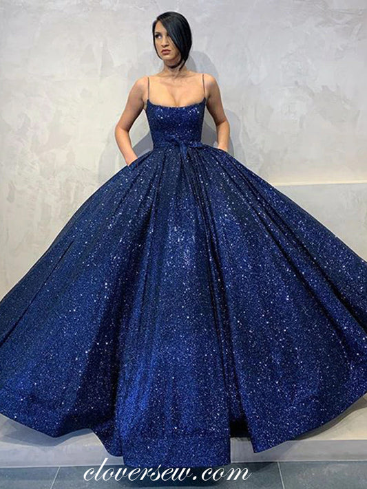 Royal Blue Sequined Tulle Ball Gown Princess Dresses, CP0768