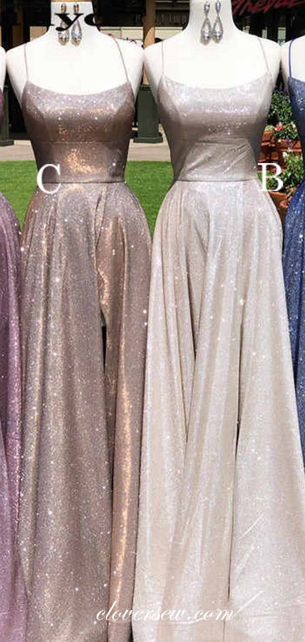 Shiny Satin Spaghetti Strap Lace Up Back Column Prom Dresses,CP0276