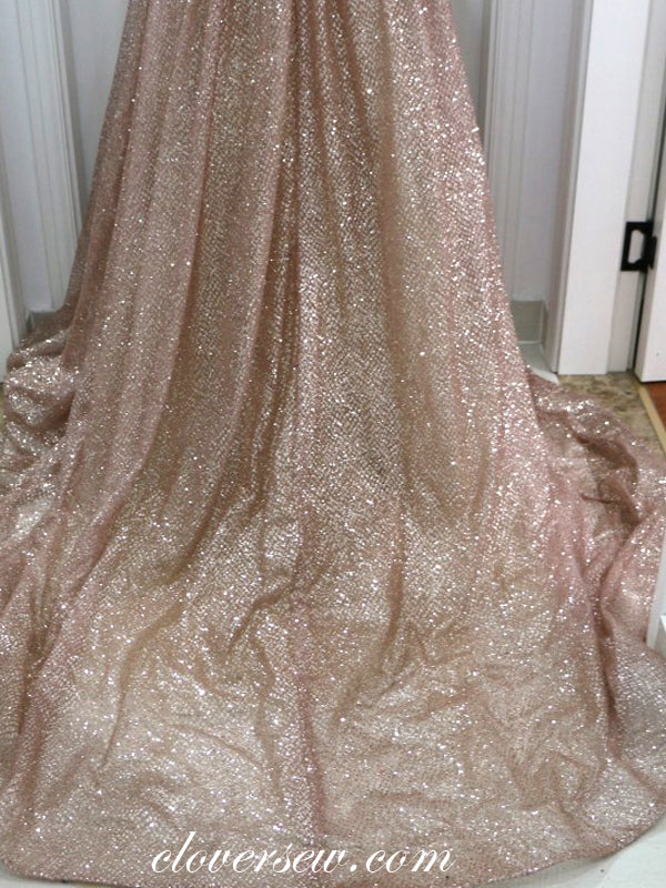 Shiny Sequin Tulle Off The Shoulder Detachable Skirt A-line Prom Dresses,CP0140
