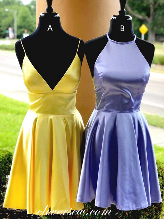 Simple Satin Misnatched A-line Short Homecoming Dresses, CH0019