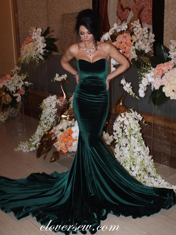Teal Emerald Green Sweetheart Strapless Mermaid Evening Dresses, CP0685