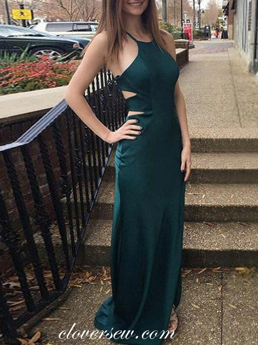 Teal Green Open Back Column Fashion Prom Dresses, CP0816
